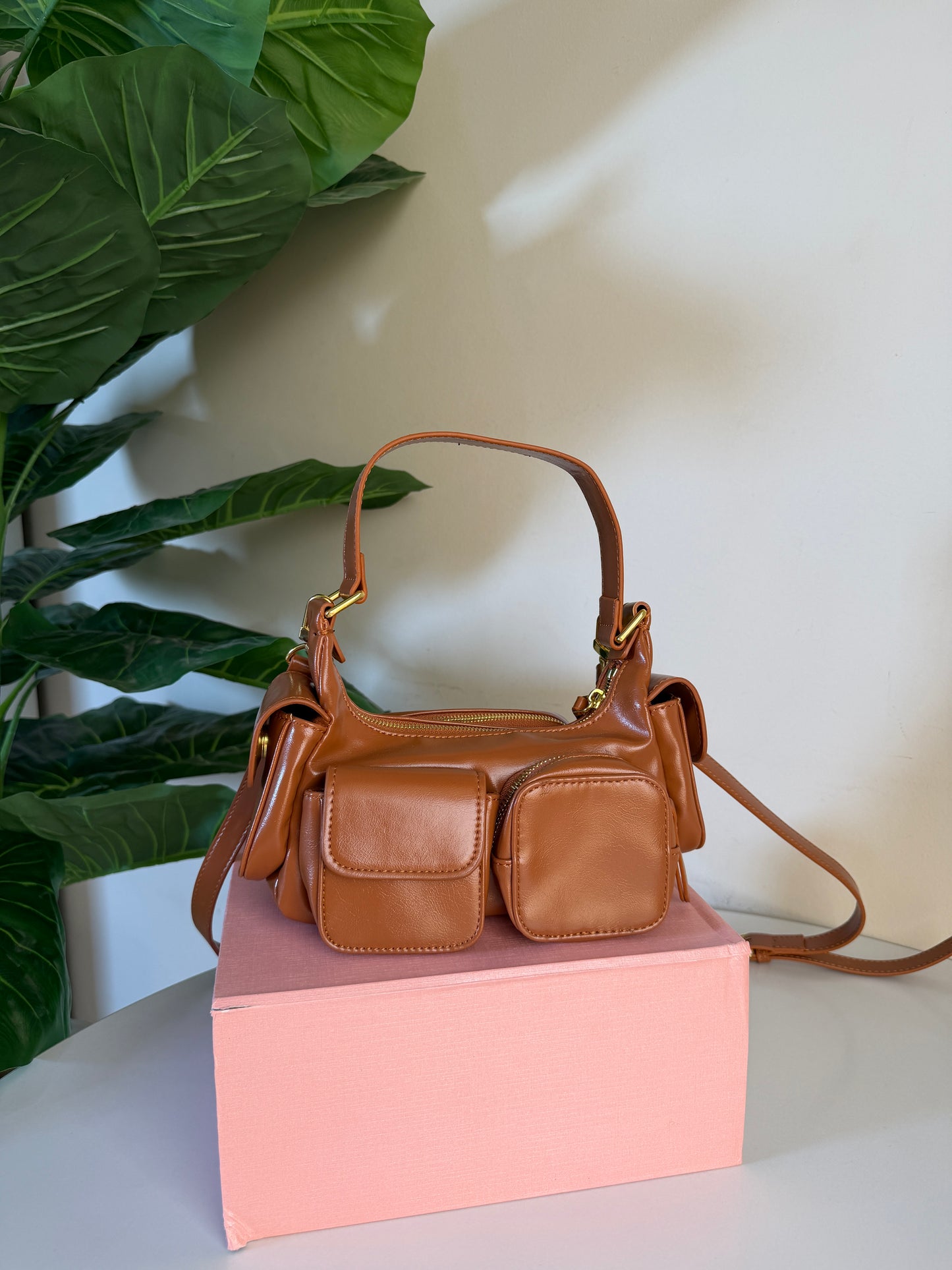 Miu Miu leather pocket shoulder bag