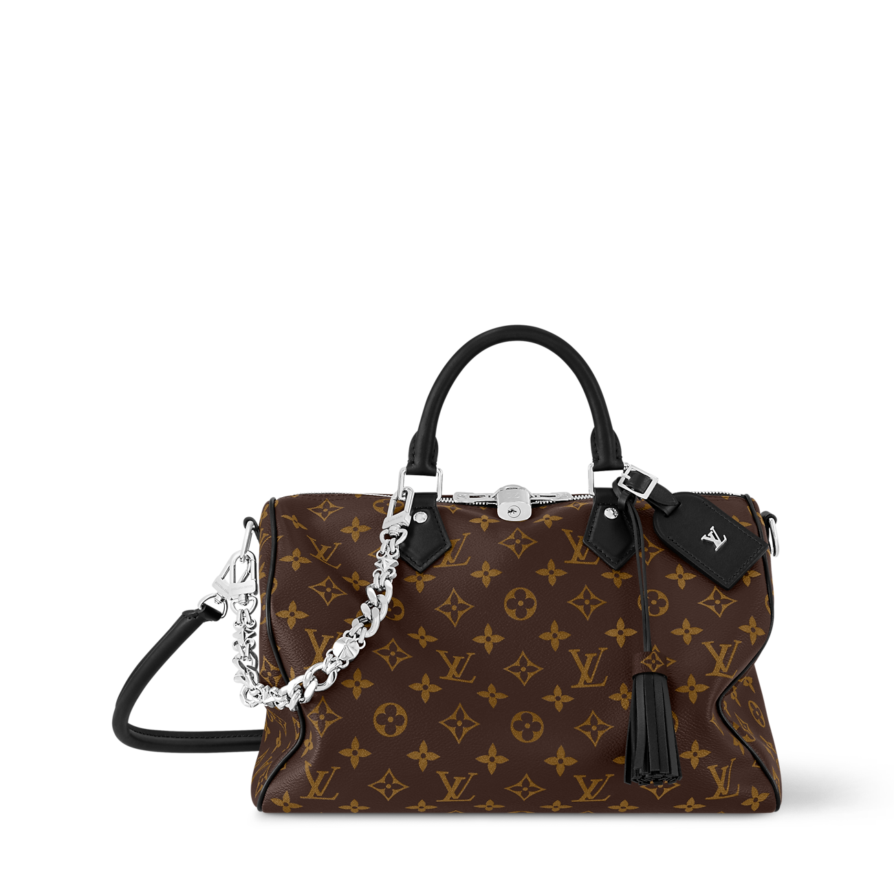 Louis Vuitton Speedy 30 Crafty - black and silver accessories