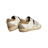 Golden Goose white leather Super-Star with glittery heel tab(Women's)