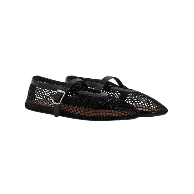 Alaïa Fishnet Ballerina Flats | Black