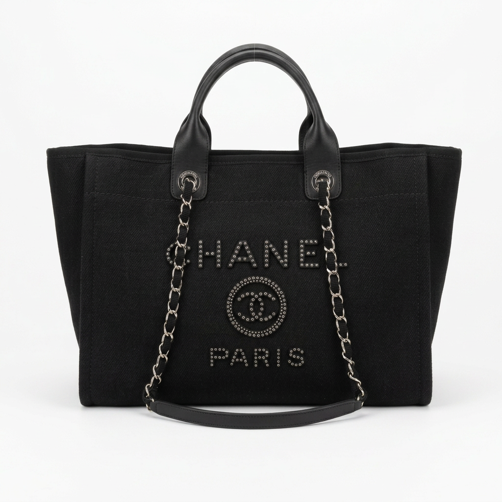 Chanel Deauville Canvas & Pearl Tote Bag