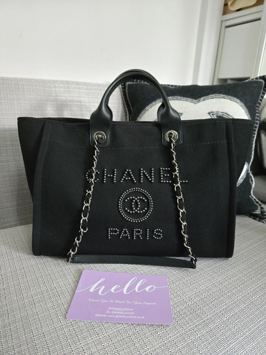 Chanel Deauville Canvas & Pearl Tote Bag