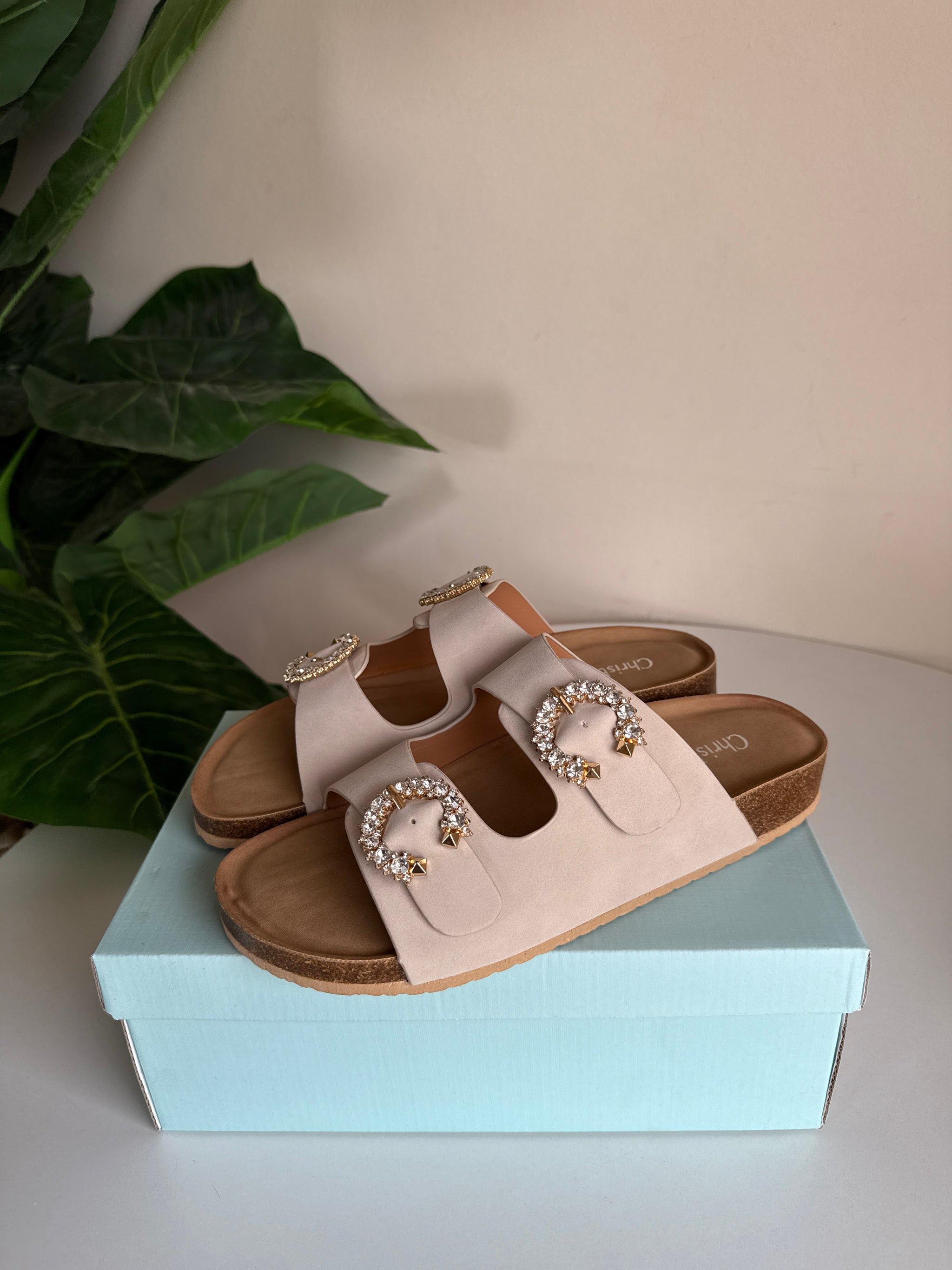 Chrisbella Crystal Slipper (Cream)