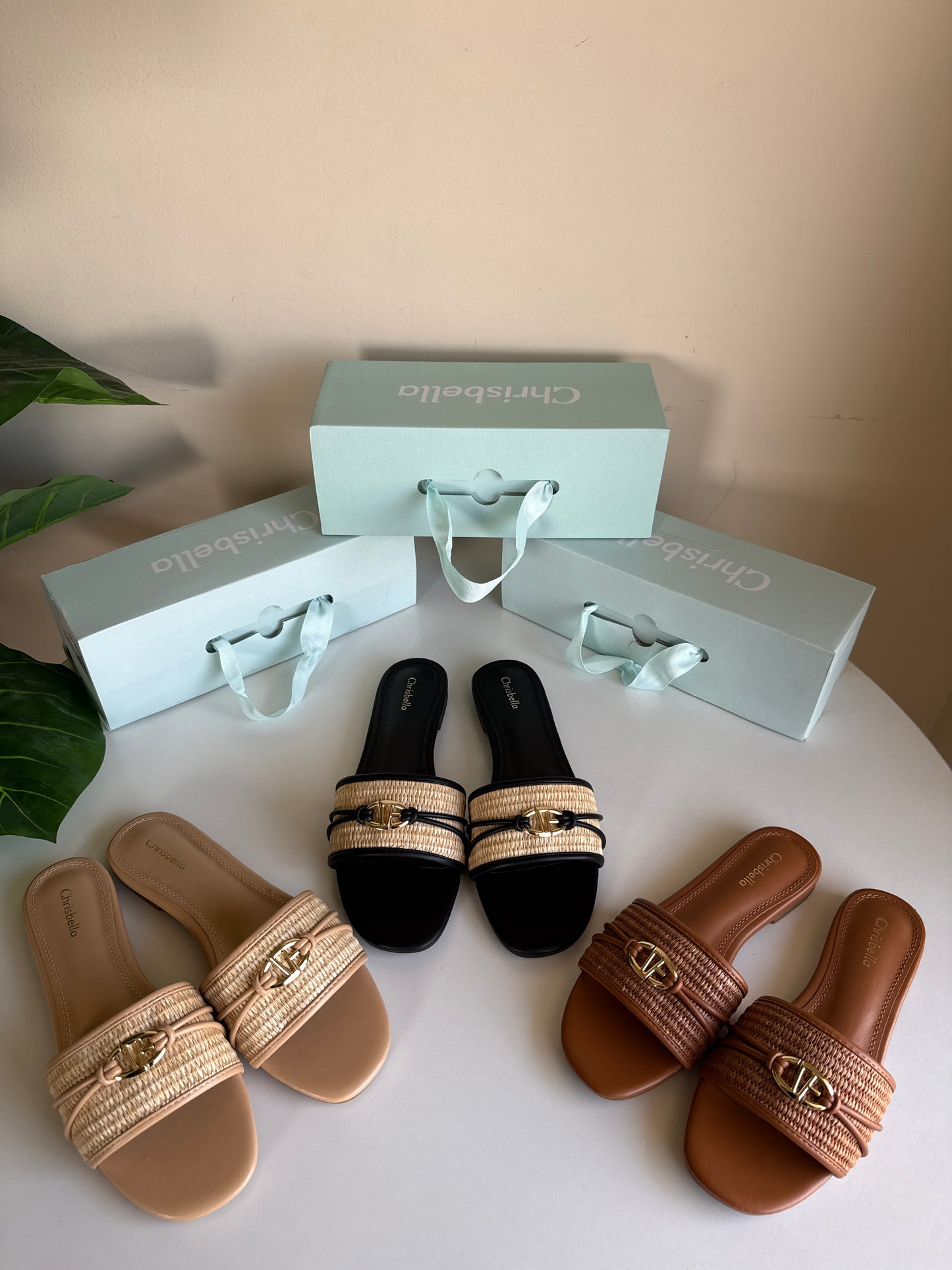 Chrisbella Wicker slipper (Biege)