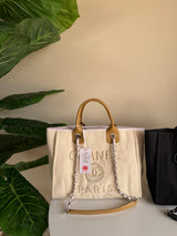 Chanel Deauville Canvas & Pearl Tote Bag