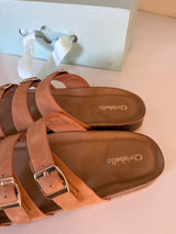 Chrisbella triple Buckle Slipper (Camel )