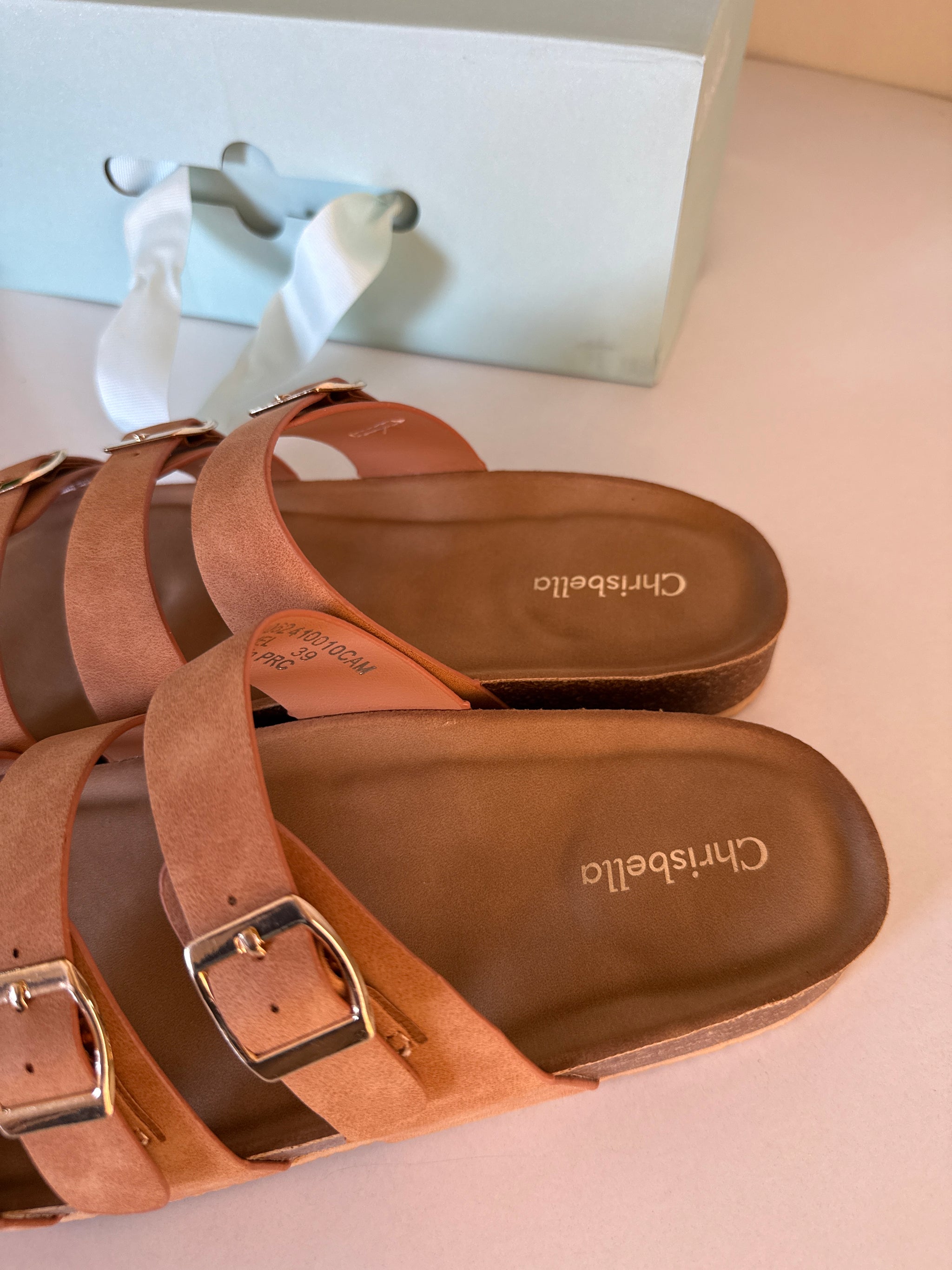 Chrisbella triple Buckle Slipper (Camel )