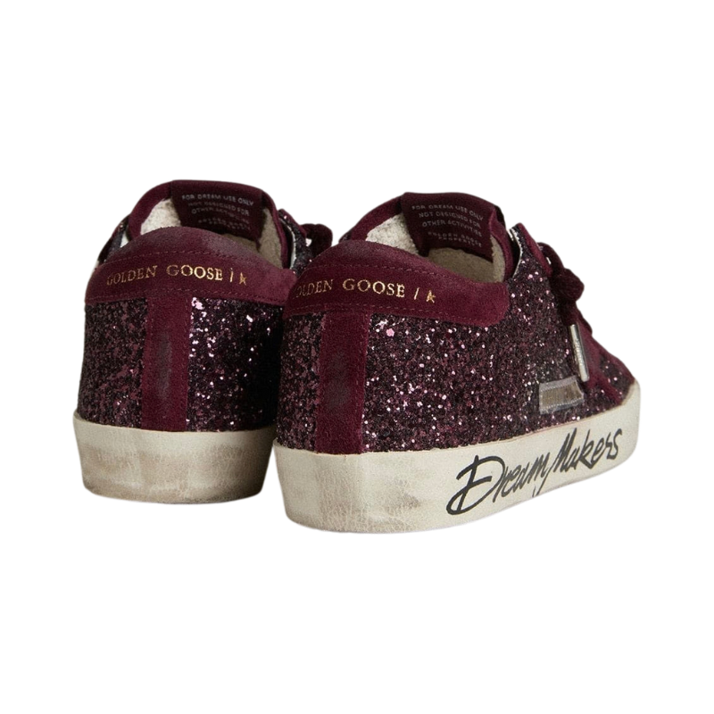 Golden Goose Super-Star LTD in cherry glitter with cherry suede star(Women's)
