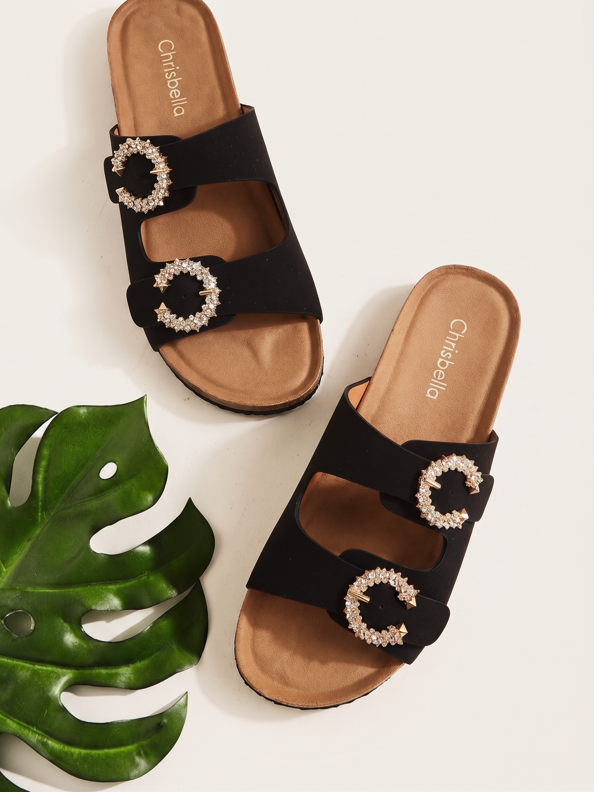 Chrisbella Crystal Slipper (Black)
