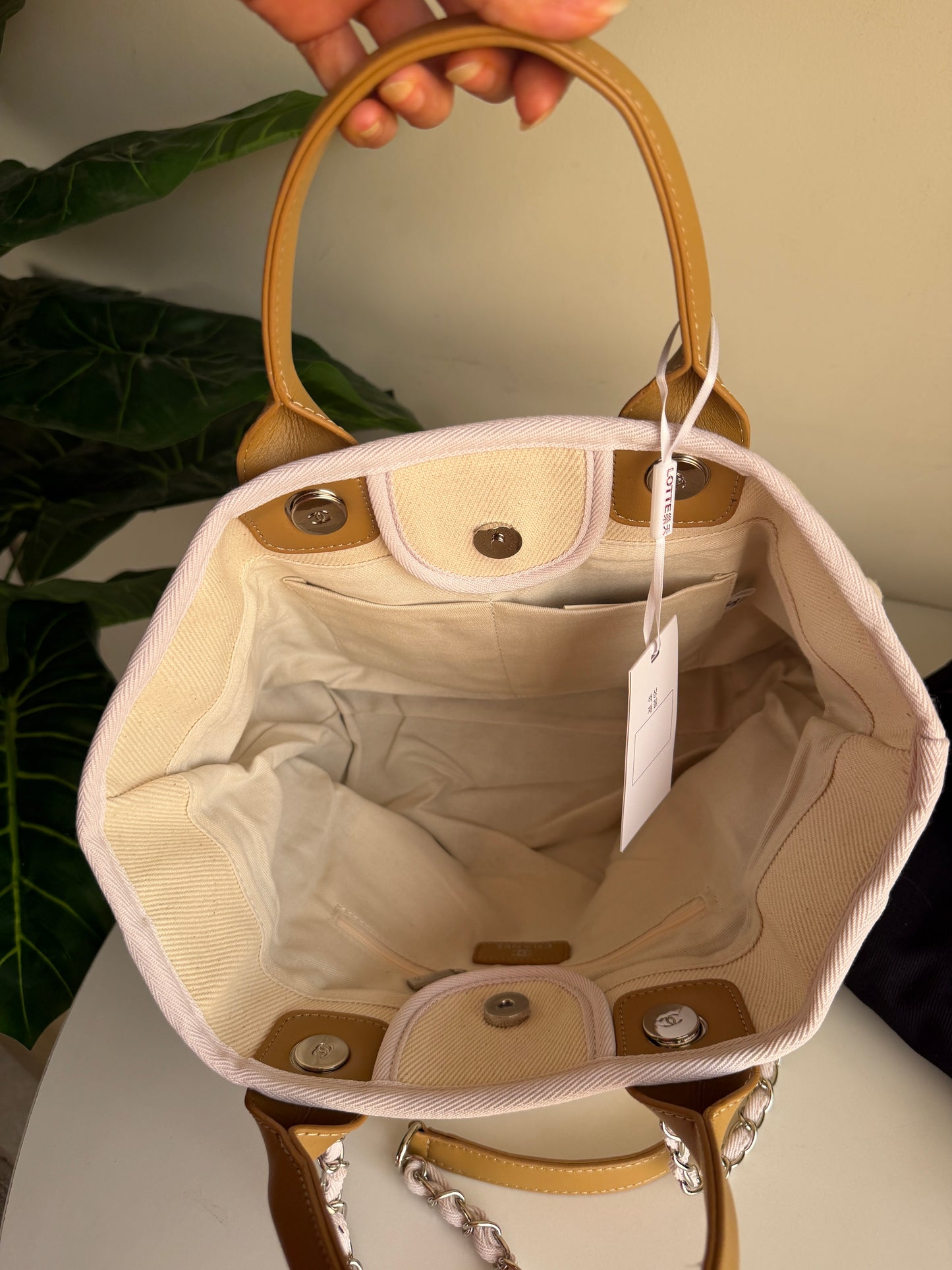 Chanel Deauville Canvas & Pearl Tote Bag