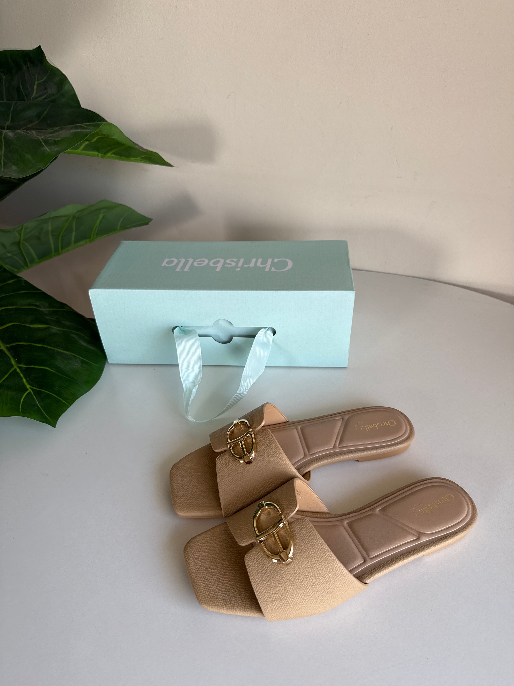 Chrisbella Buckled Slipper (Biege )