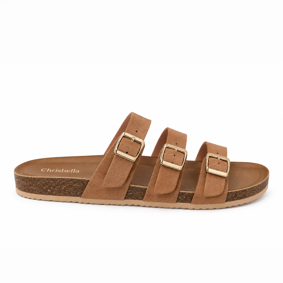 Chrisbella triple Buckle Slipper (Camel )