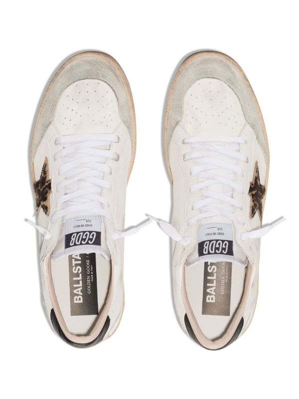 Golden Goose Ball Star with leopard print pony skin star and black heel tab
