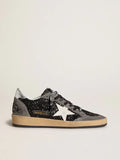 Golden Goose Ball Star in glitter with leather star and metallic leather heel tab