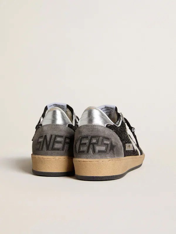 Golden Goose Ball Star in glitter with leather star and metallic leather heel tab