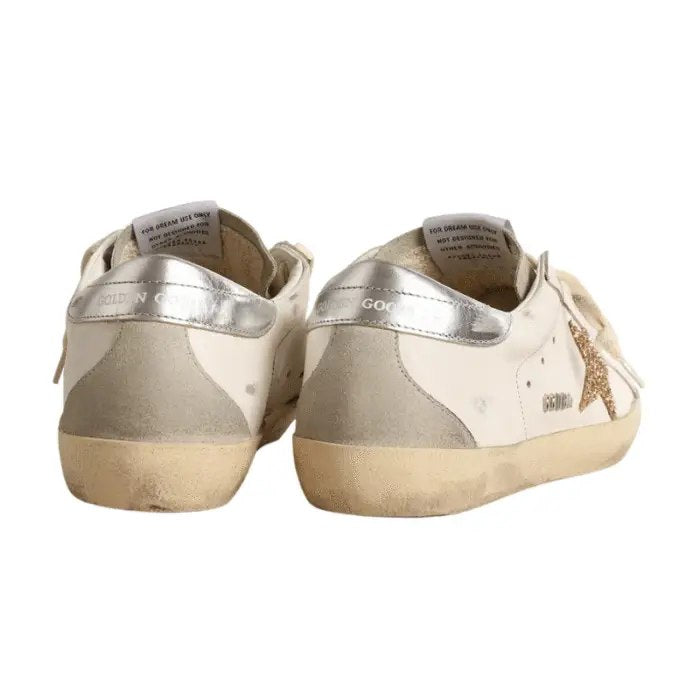 Golden Goose Super-Star with gold sparkle foxing and lettering