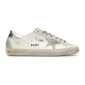 Golden Goose Super-Star with gold glitter star and ice-gray suede inserts