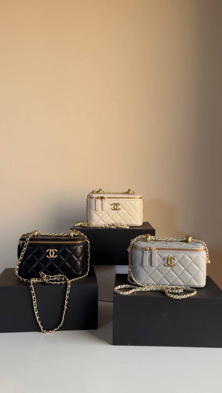 Chanel lambskin vanity case