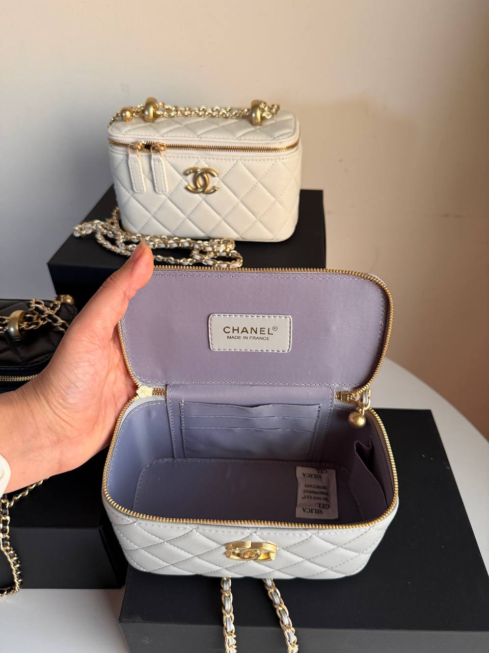 Chanel lambskin vanity case