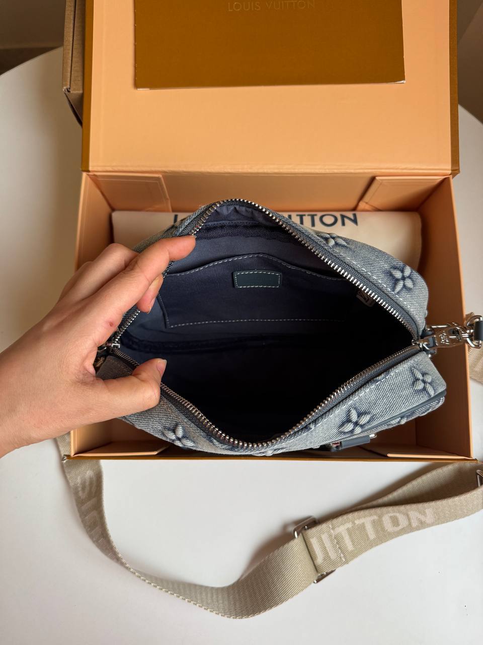 LV denim cross bag