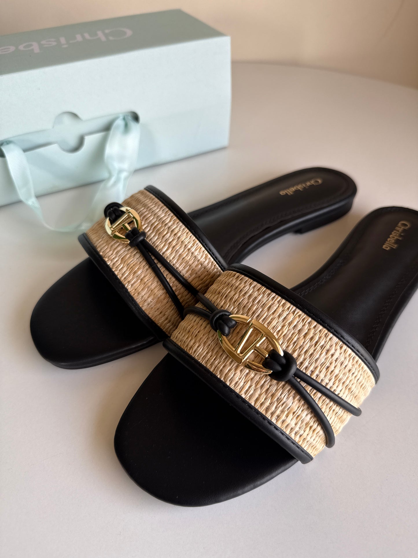 Chrisbella Wicker slipper (black )