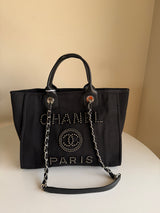 Chanel Deauville Canvas & Pearl Tote Bag