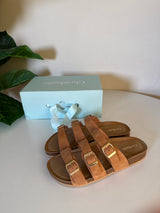 Chrisbella triple Buckle Slipper (Camel )