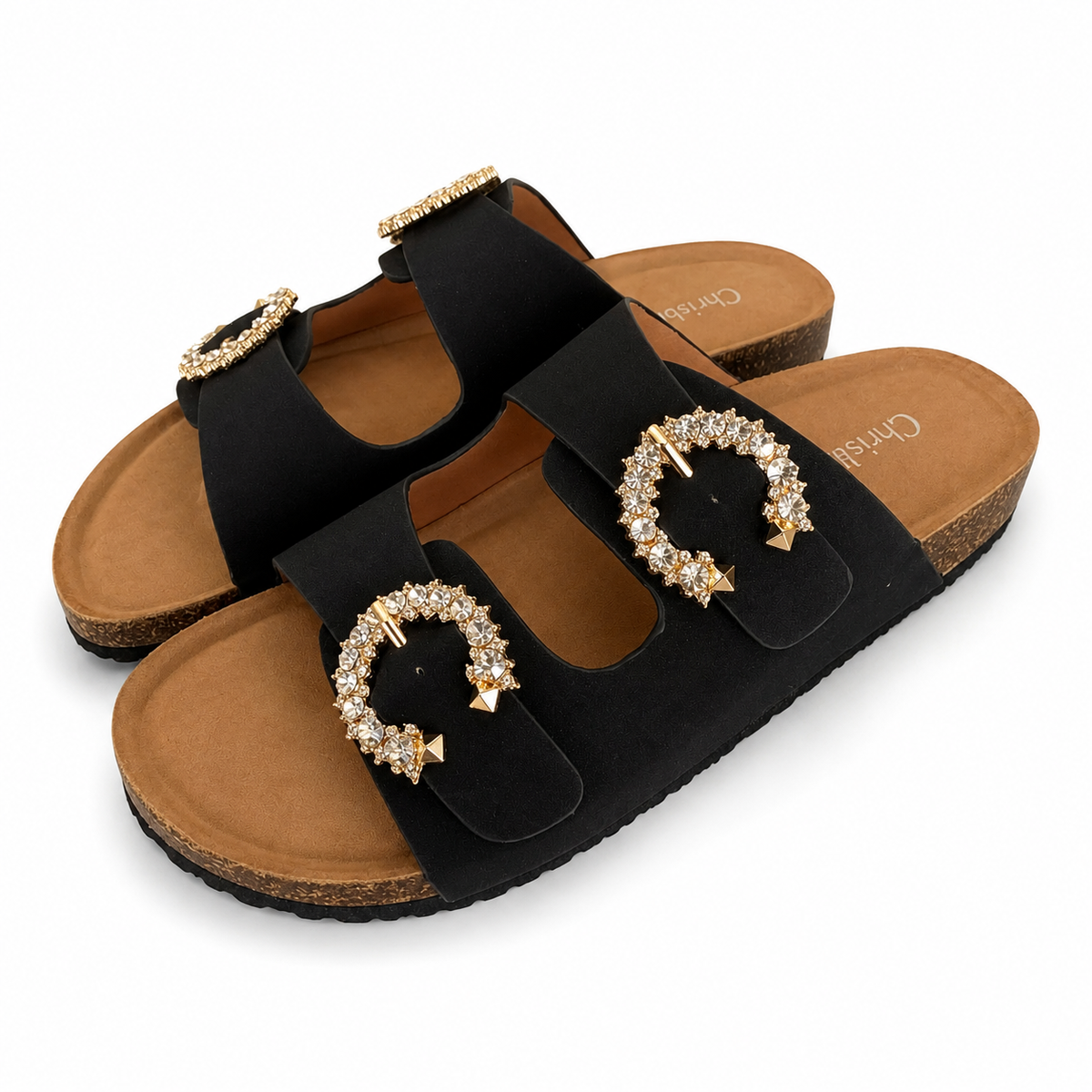 Chrisbella Crystal Slipper (Black)