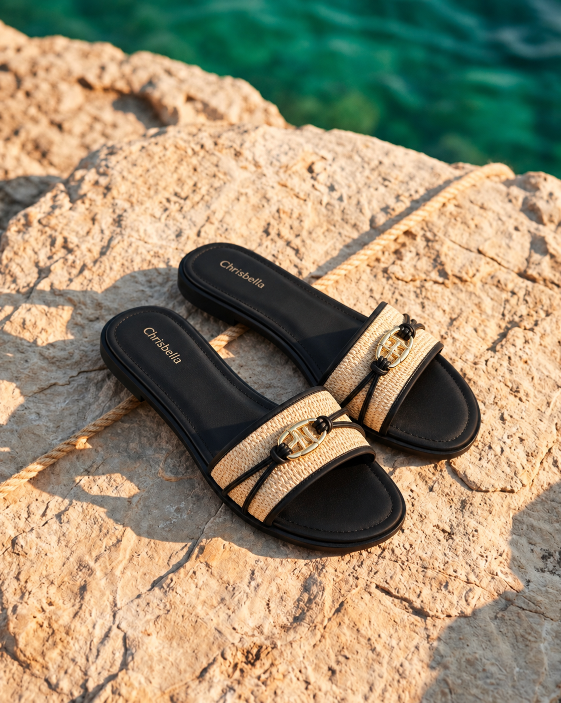 Chrisbella Wicker slipper (black )