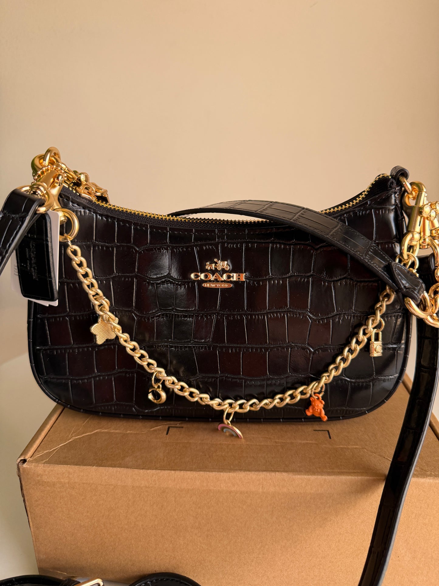 Coach teri shoulder bag with swagger chain gold