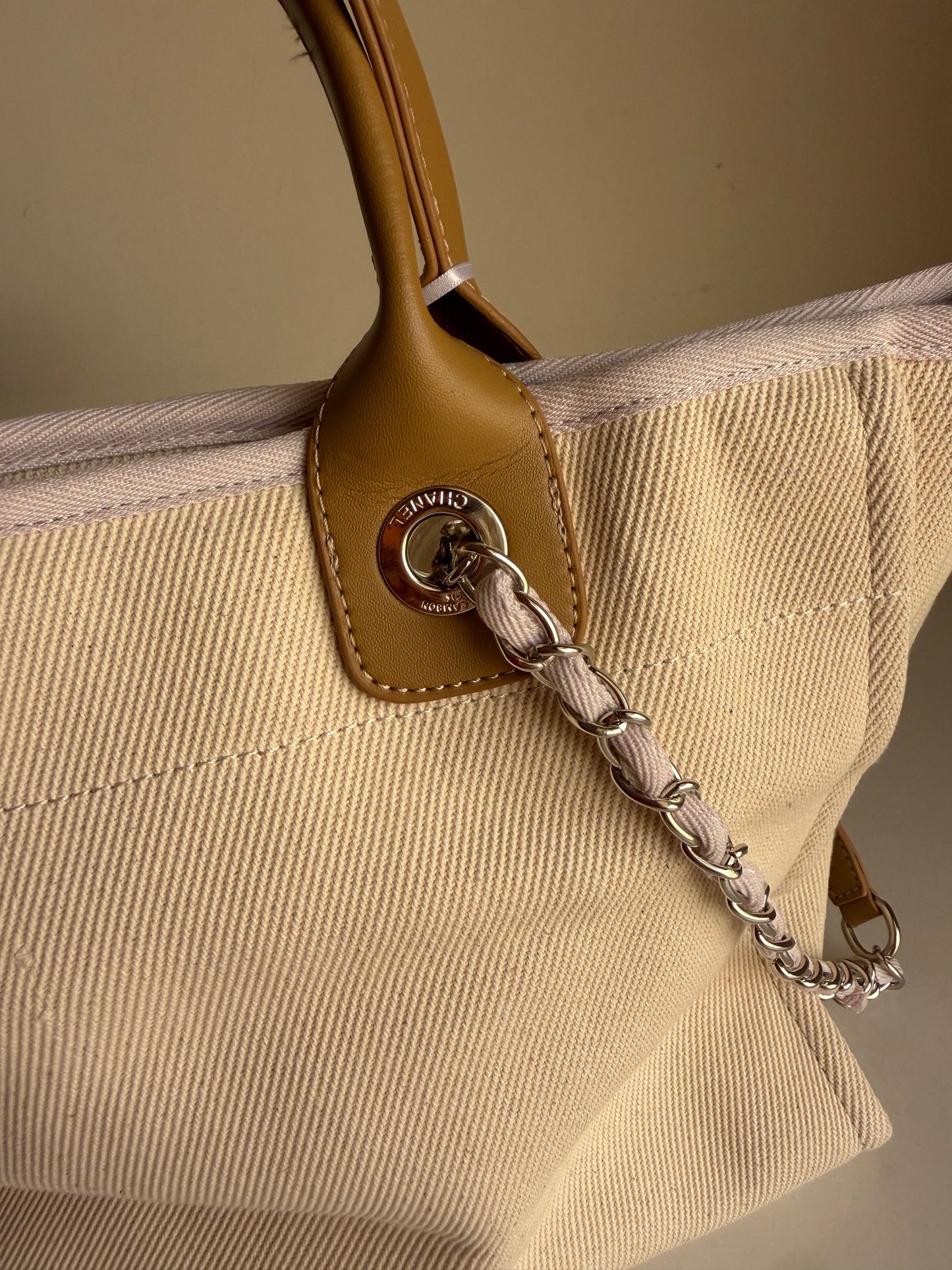 Chanel Deauville Canvas & Pearl Tote Bag