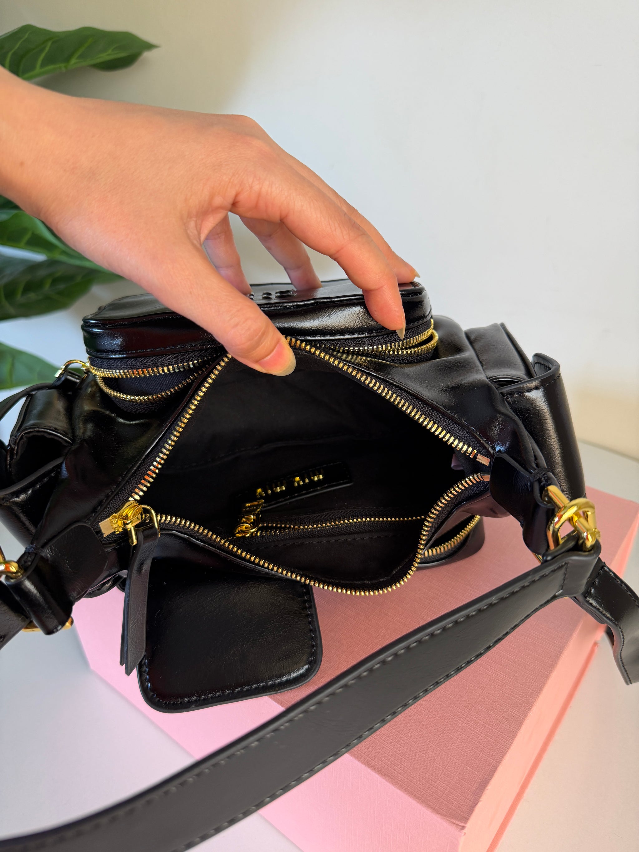 Miu Miu leather pocket shoulder bag