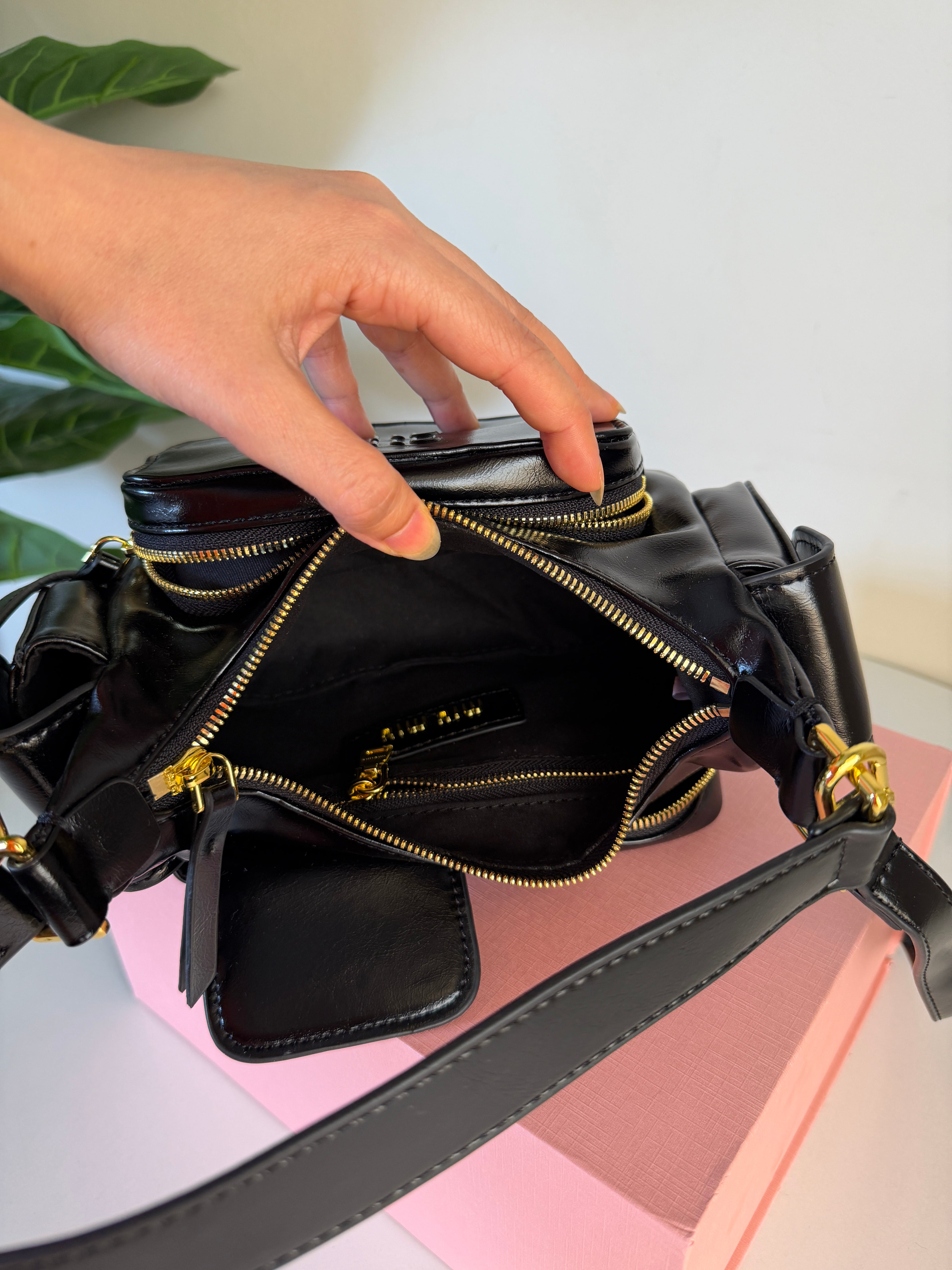 Miu Miu leather pocket shoulder bag