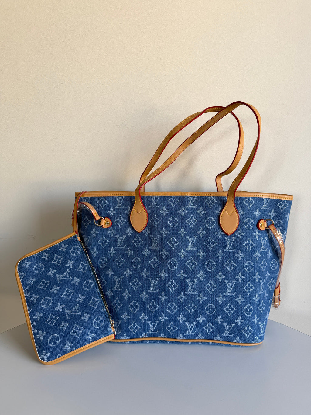 Louis vuitton Neverfull MM+ Nb 574 Miu Miu Denim white + wallet Free