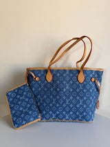 Louis vuitton Neverfull MM+ Nb 574 Miu Miu Denim white + wallet Free