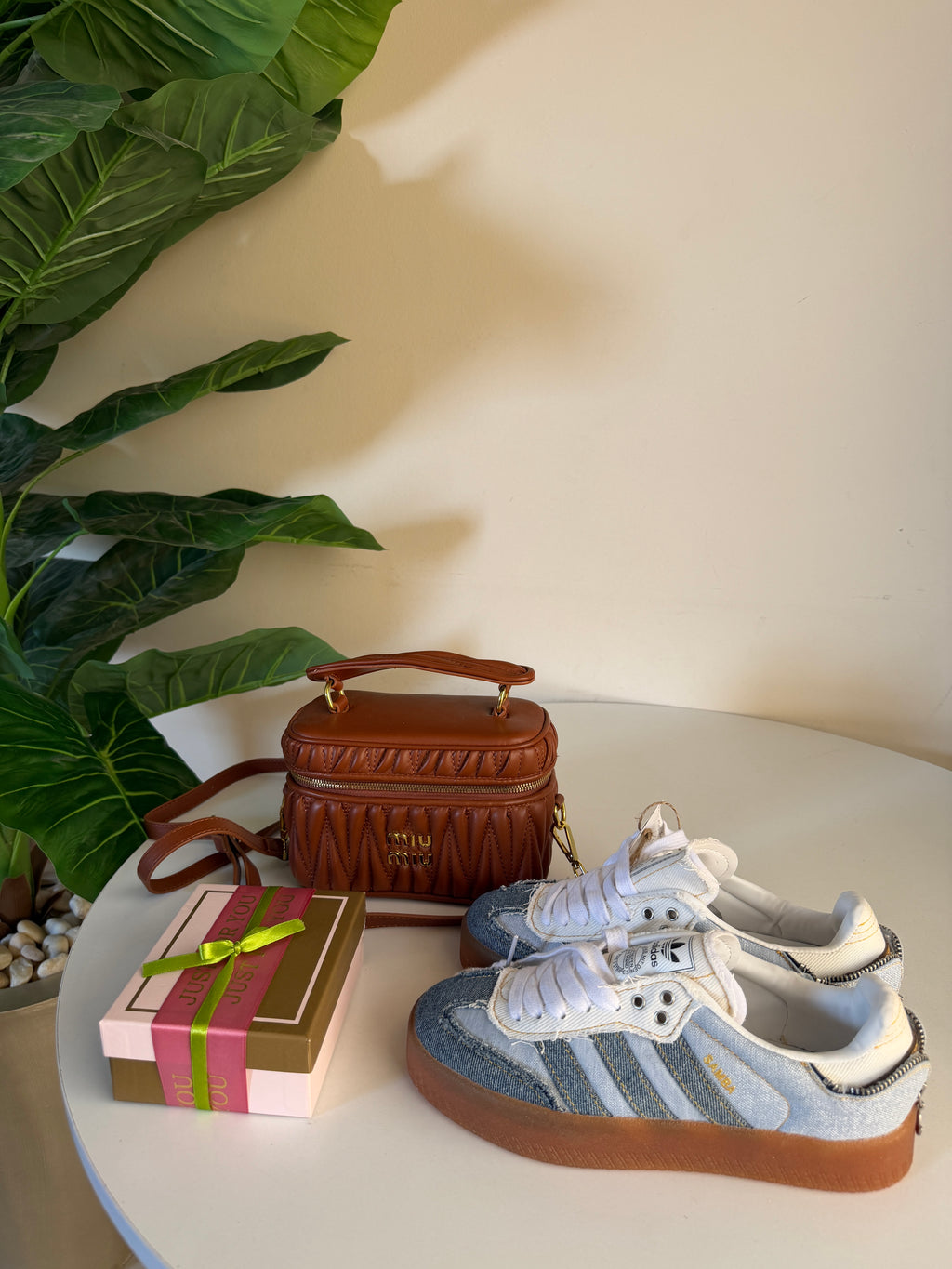 Miu Miu Matelssea Nappa havan bag+ Adidas samba Atmos denim+ wallet Free