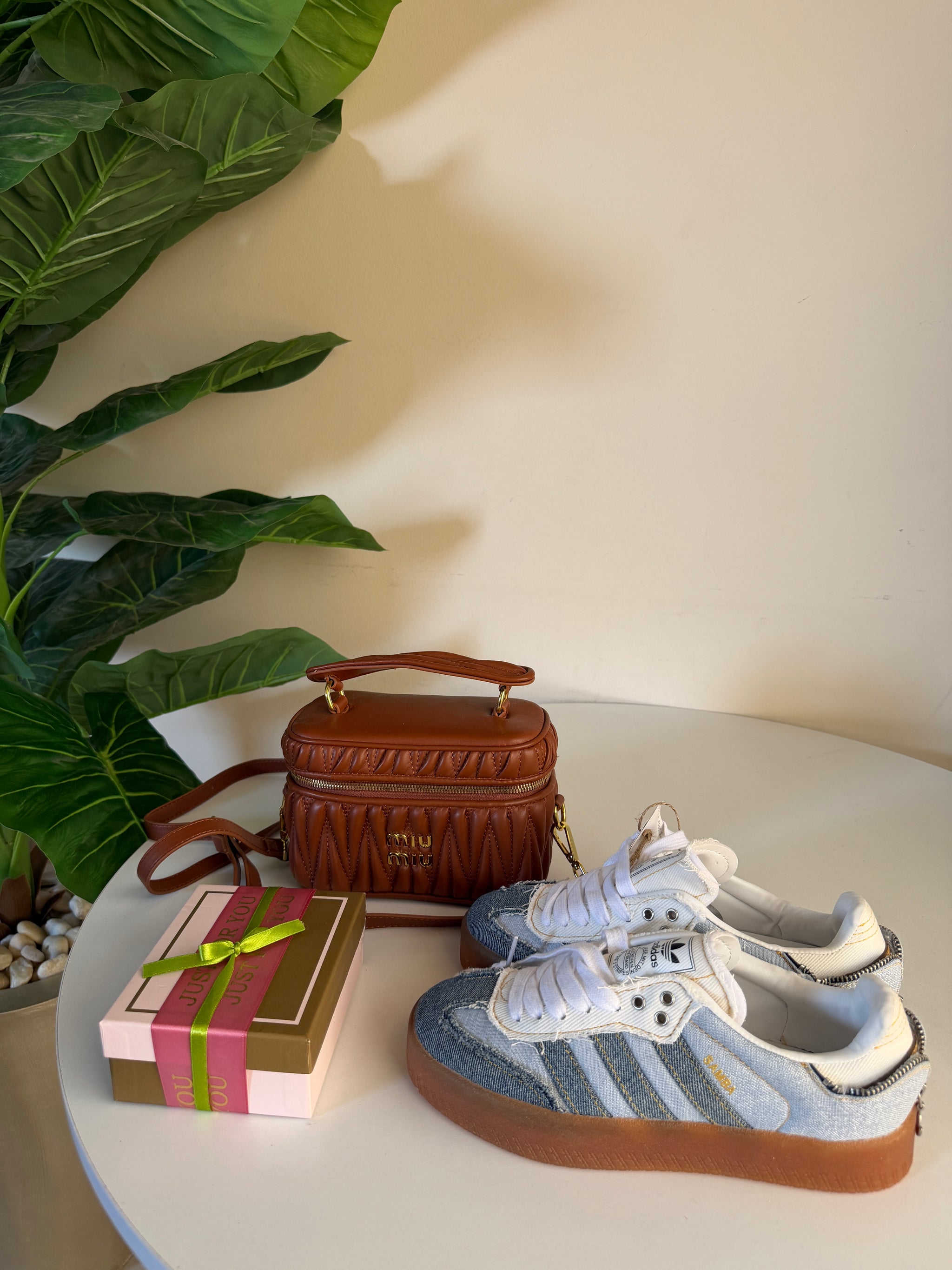 Miu Miu Matelssea Nappa havan bag+ Adidas samba Atmos denim+ wallet Free