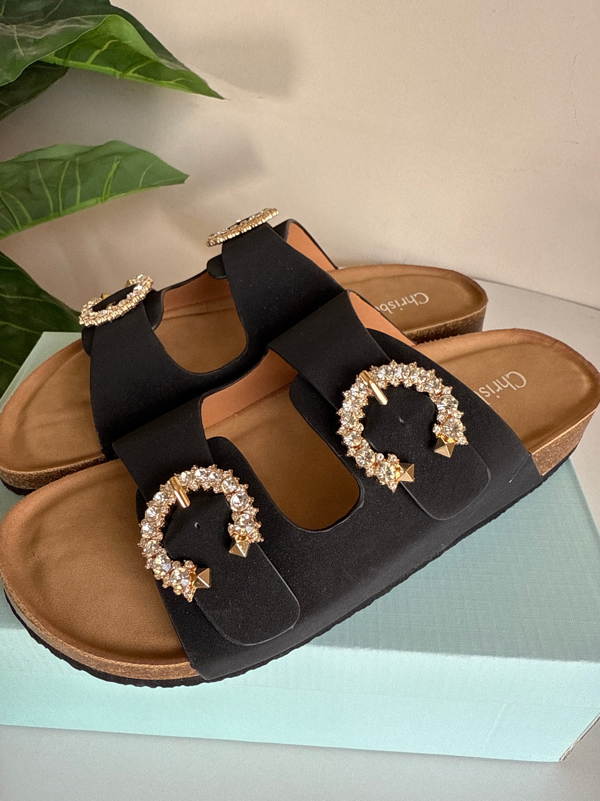 Chrisbella Crystal Slipper (Black)