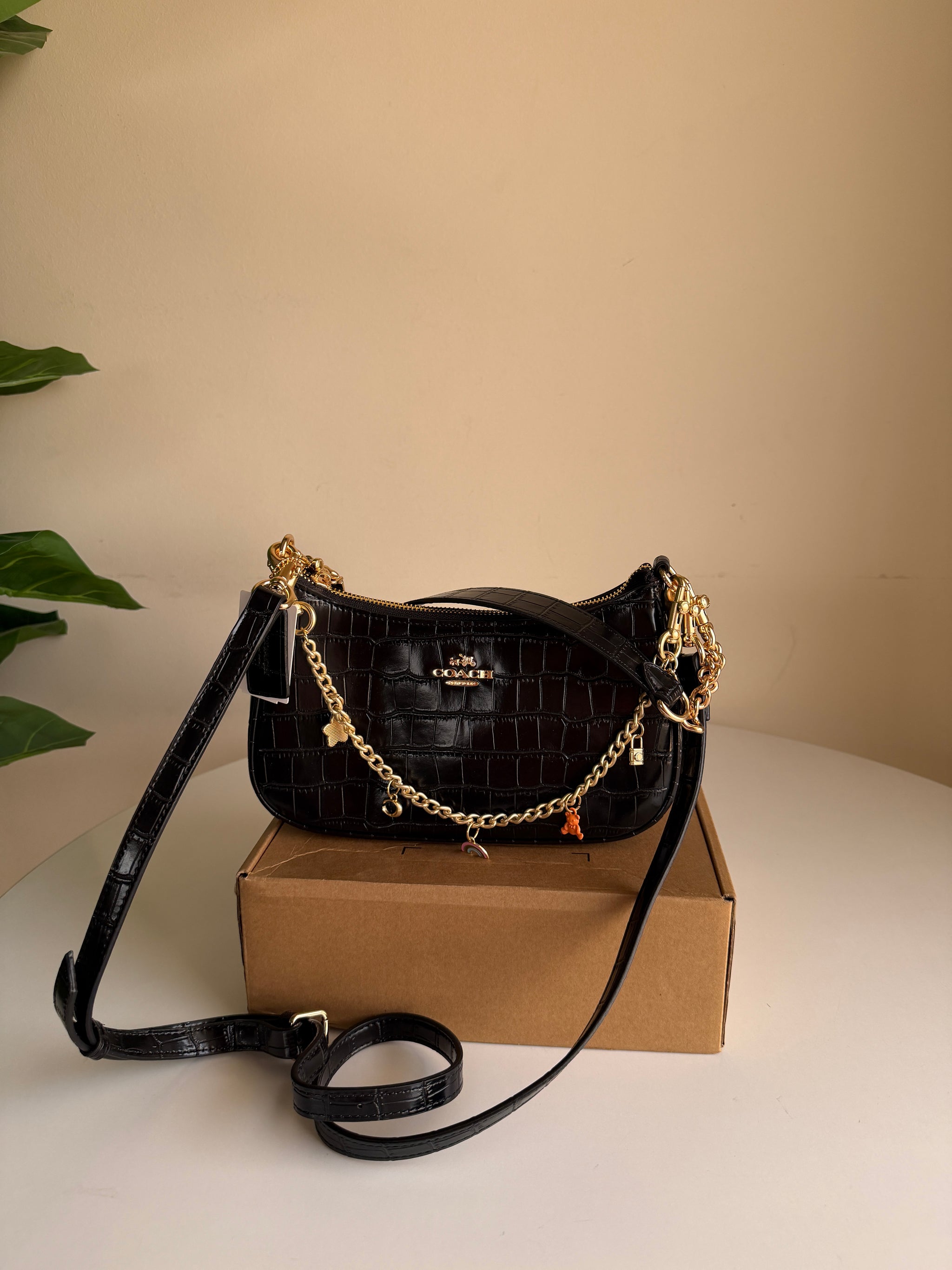 Coach teri shoulder bag with swagger chain gold