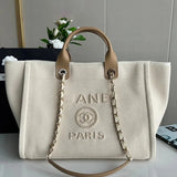 Chanel Deauville Canvas & Pearl Tote Bag
