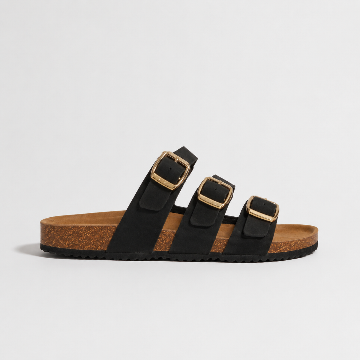 Chrisbella triple Buckle Slipper (Black)