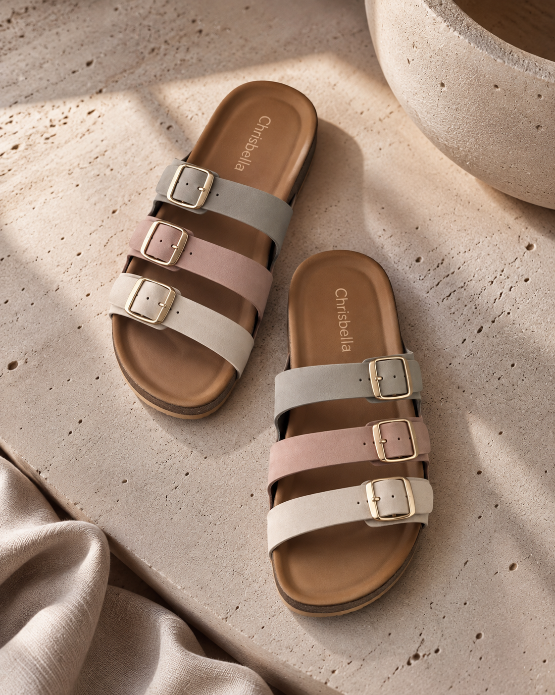 Chrisbella triple Buckle Slipper (Multicolor)