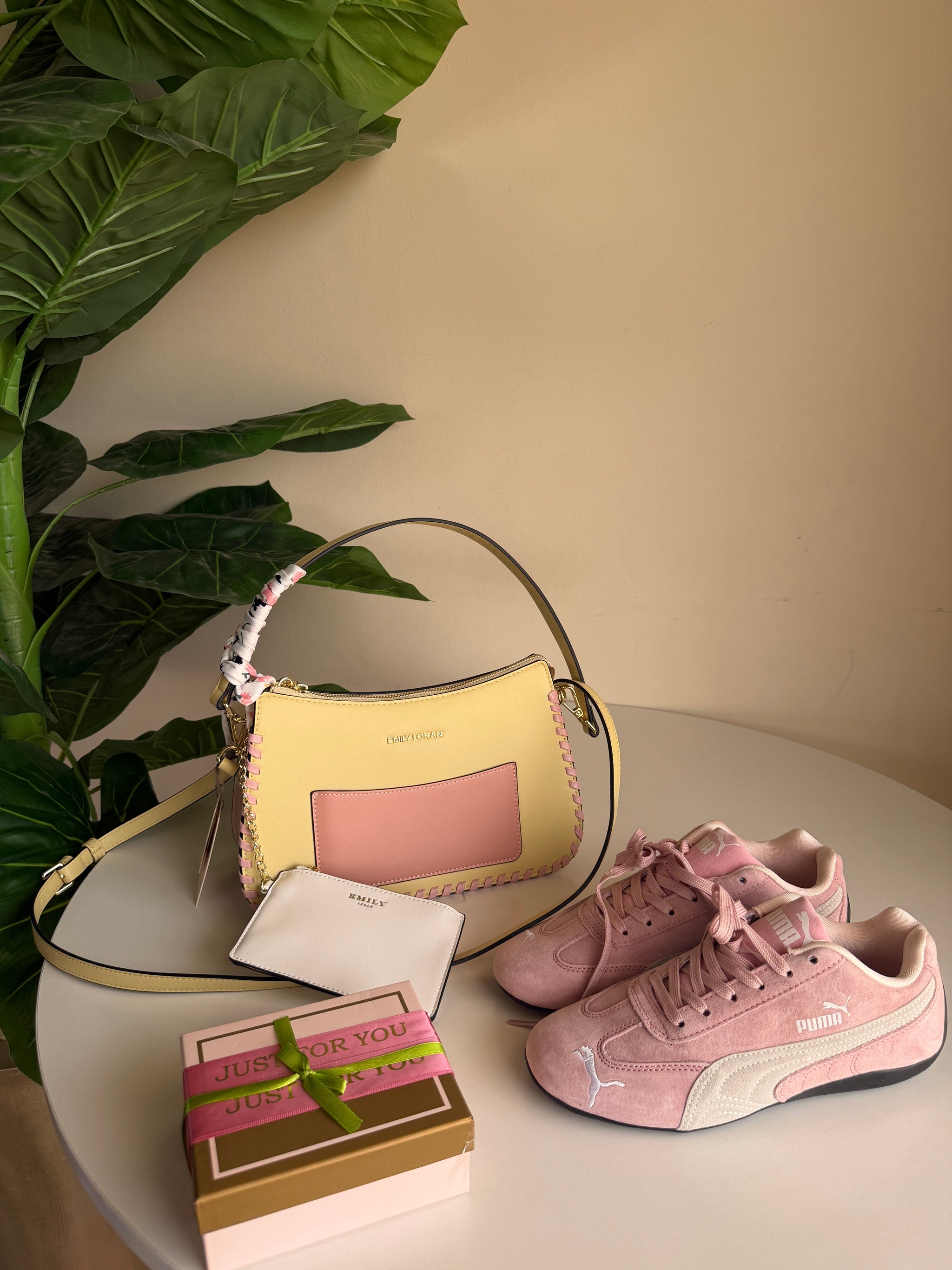 Emily loran hand bag -5040 yellow + Puma Speed Cat pink + Wallet free