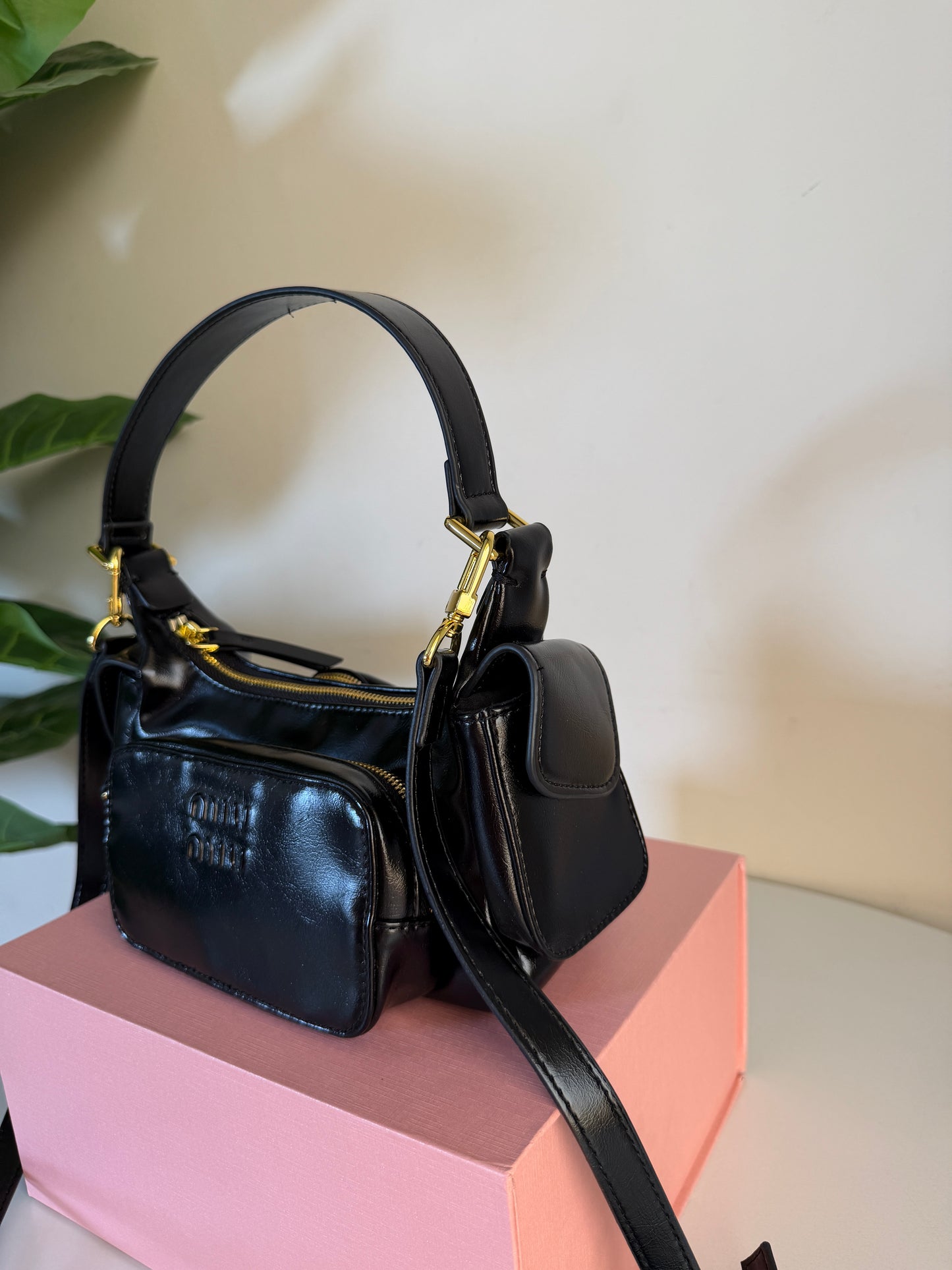 Miu Miu leather pocket shoulder bag