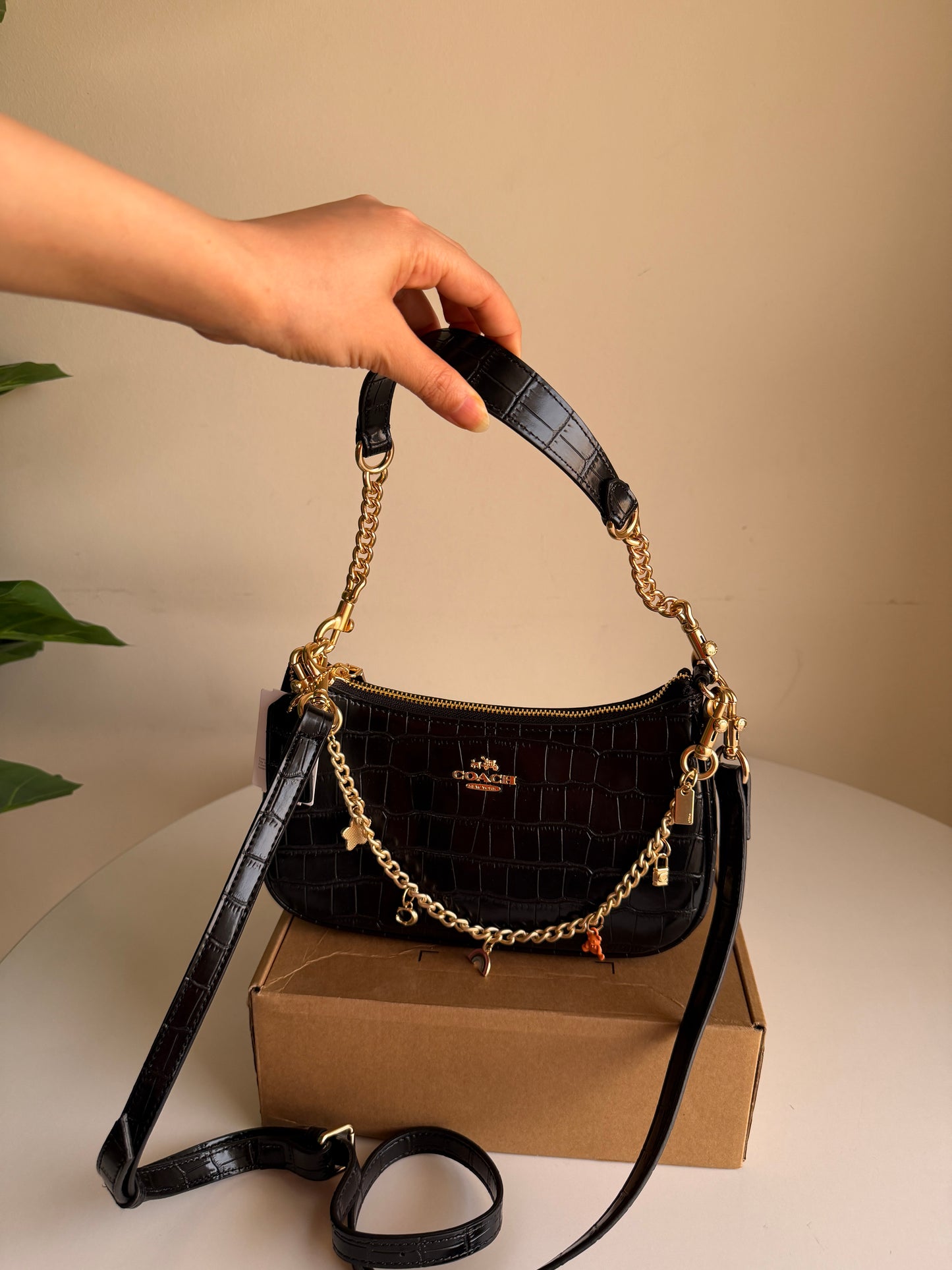 Coach teri shoulder bag with swagger chain gold
