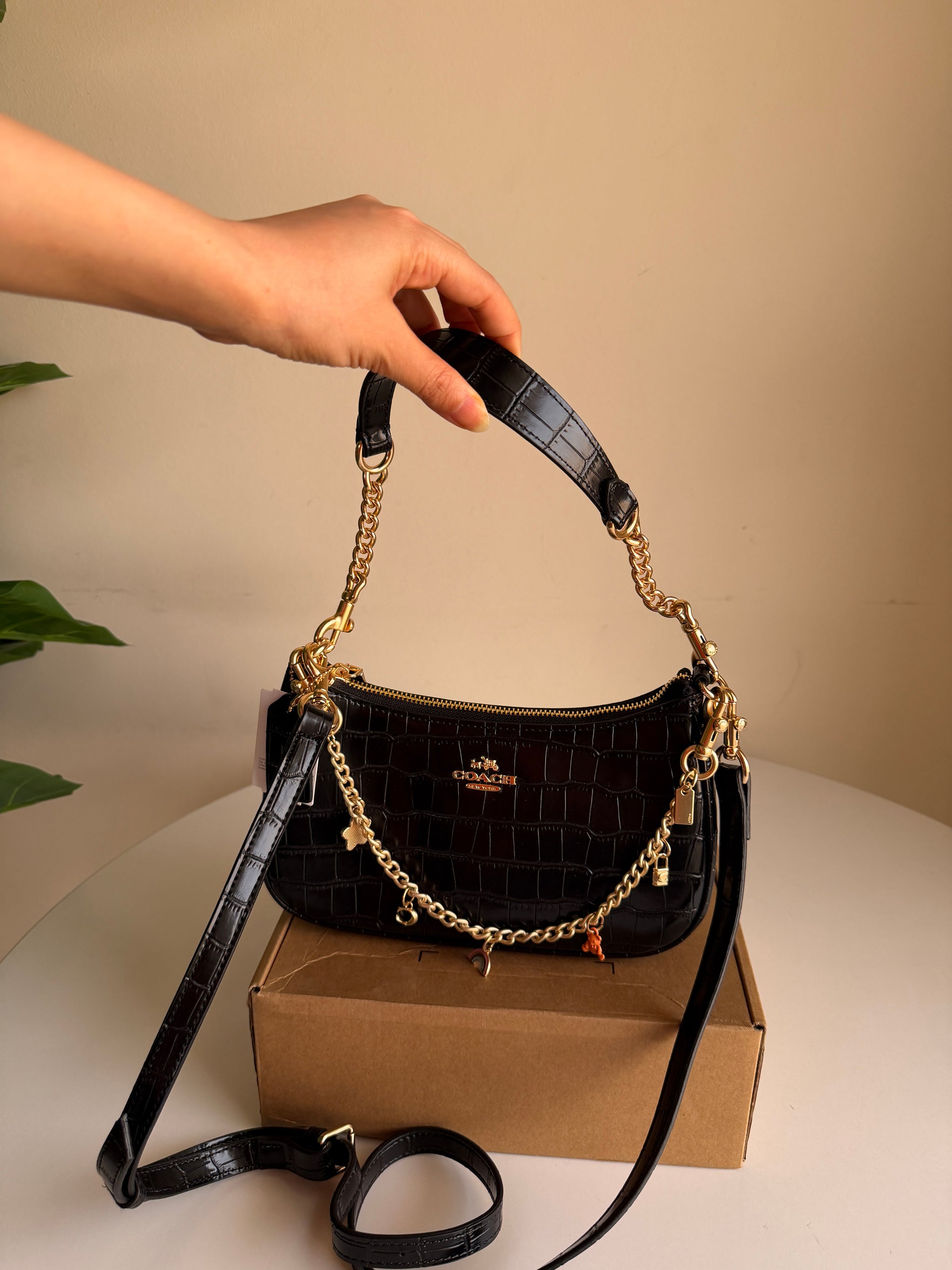 Coach teri shoulder bag with swagger chain gold