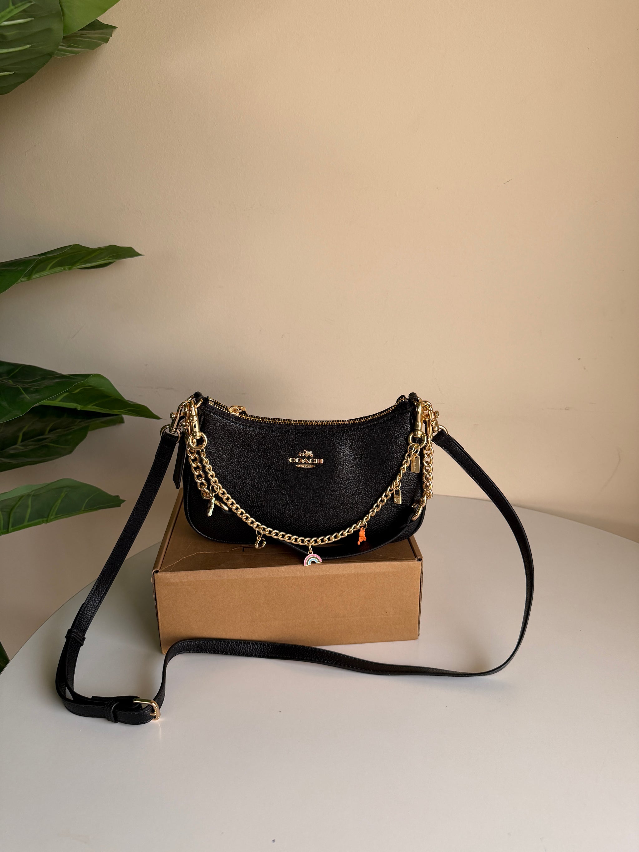Coach teri shoulder bag with swagger chain gold