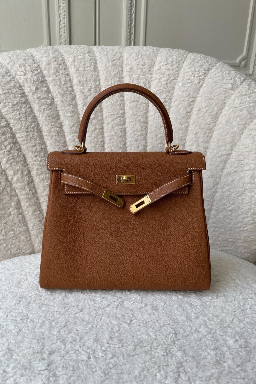 Hermes Birkin 25 Craie in Togo Leather with Gold Hardware