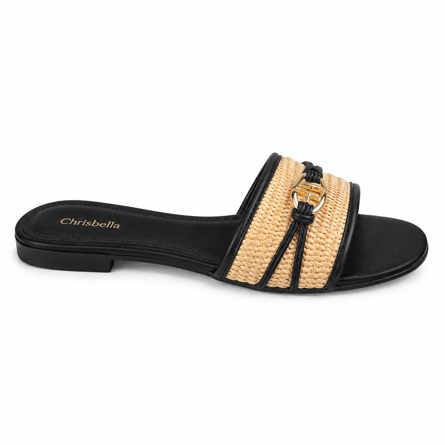 Chrisbella Wicker slipper (black )