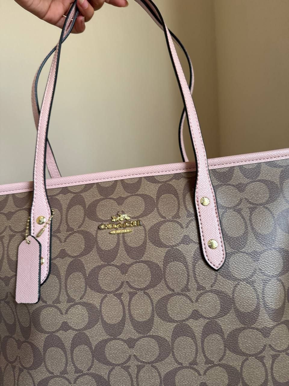 Coach signature canvas bag pink +Asics Gel-Kayano pink + Wallet free